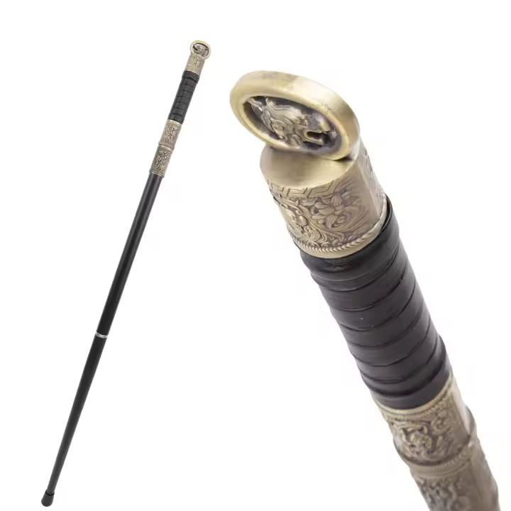 Bastón De Caminar Steampunk Con Manija De Dragón Negro Y Cobre De Lujo Para Caballeros 97cm Con Punta De Goma Para Actividades Al Aire Libre - 1