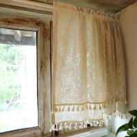 Cortina Boho Valance Blanco En Lona Transparente Para Cocina Baño Farmacia Café Doble Capa Con Borde De Borla Media Ventana - details 3