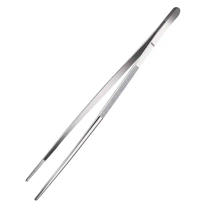Pinzas De Barbacoa De Acero Inoxidable 30cm Con Dientes Largos Y Planos Herramientas De Cocina Para Alimentos Resistentes Al Calor Y Fáciles De Limpiar - 1