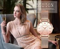 Reloj De Cuarzo Para Mujer Hannah Martin Diseño Original Con Mariposa 3D En Oro Rosa Cuerda De Acero Inoxidable Resistente Al Agua Y Al Choque - details 10