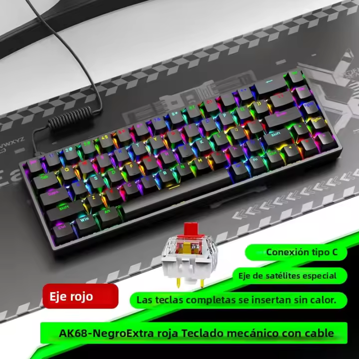 Teclado Mecánico SOREX AK68 68 Teclas Con Cable Para Gamer Interfaz USB Switches Hot Swap Gasket Personalizable Para PC Y Laptop - 1