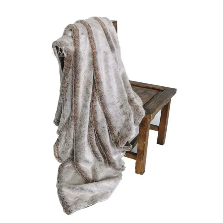 Manta De Peluche Para Cabello Largo Suave Y Cálida Decoración De Hogar Cubierta De Sofá Imitación De Piel De Conejo PV - 1