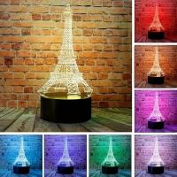 Lámpara De Ilusión Optica 3D Torre De París Luz Nocturna Con Toque Cambio De Color Ambiental 7 Colores Para Dormitorio - details 1