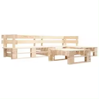 VIDAXL 277490 set de muebles de palés para jardín de 4 piezas fabricado en madera de color natural - 1