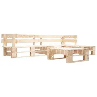 VIDAXL 277490 set de muebles de palés para jardín de 4 piezas fabricado en madera de color natural - 1