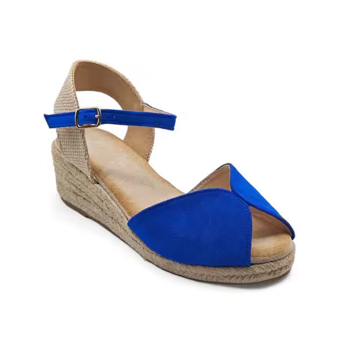 Calzados soraia, Sandalia de antelina y plataforma de yute, espardeñas de cuña, para mujer. - 1