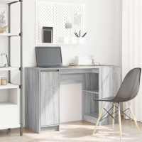 vidaXL Escritorio 120x42x76 cm madera de ingeniería en color Roble ahumado/Blanco/Madera antigua y más | estructura resistente ideal para salón dormitorio o estudio - details 7