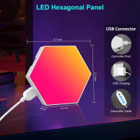 Lámpara De Pared Hexagonal Inteligente RGB Luz Nocturna Cambiante De Ambiente DIY Con Música Y Ritmo APP Para Juego Habitación Cama - details 10