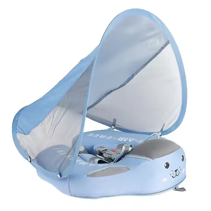 Premium Smart Swim Trainers With Sun Canopy No Inflation Leakproof Baby Swim Rings - 1