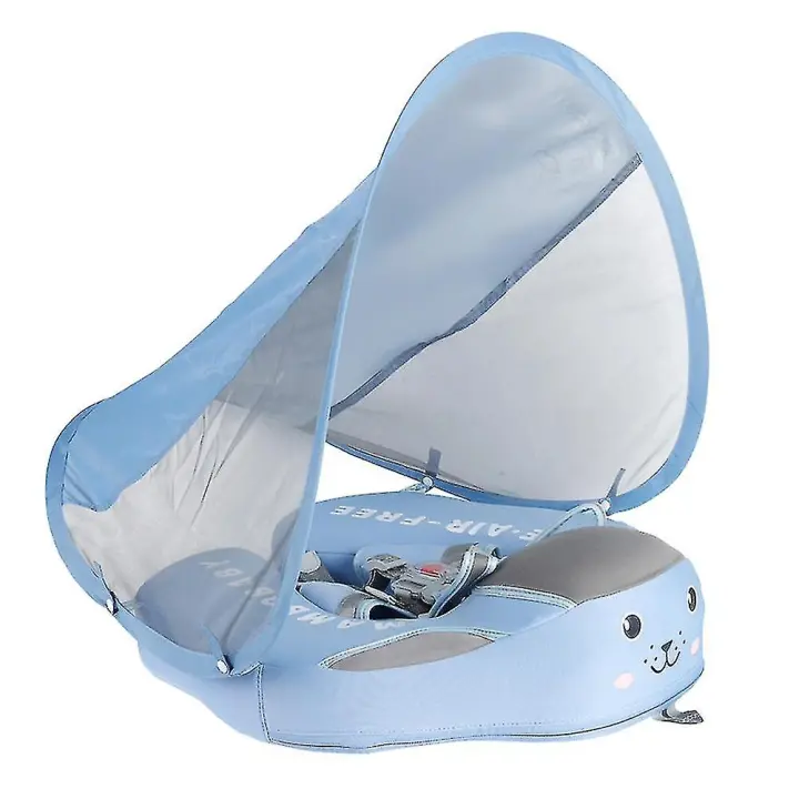 Premium Smart Swim Trainers With Sun Canopy No Inflation Leakproof Baby Swim Rings - 1