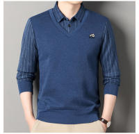 Suéter De Poliéster Para Hombre Con Cuello Polo Y Rayas Gris Oscuro Acolchado Y Cálido Para Otoño E Invierno Moda Coreana - details 12