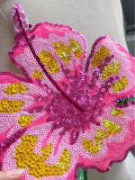 1 Pieza De 26CM Pétalos De Flor Con Lentejuelas Rosa Brillante Para Vestido De Noche Traje De Baño DIY Aplicación En Ropa - details 3