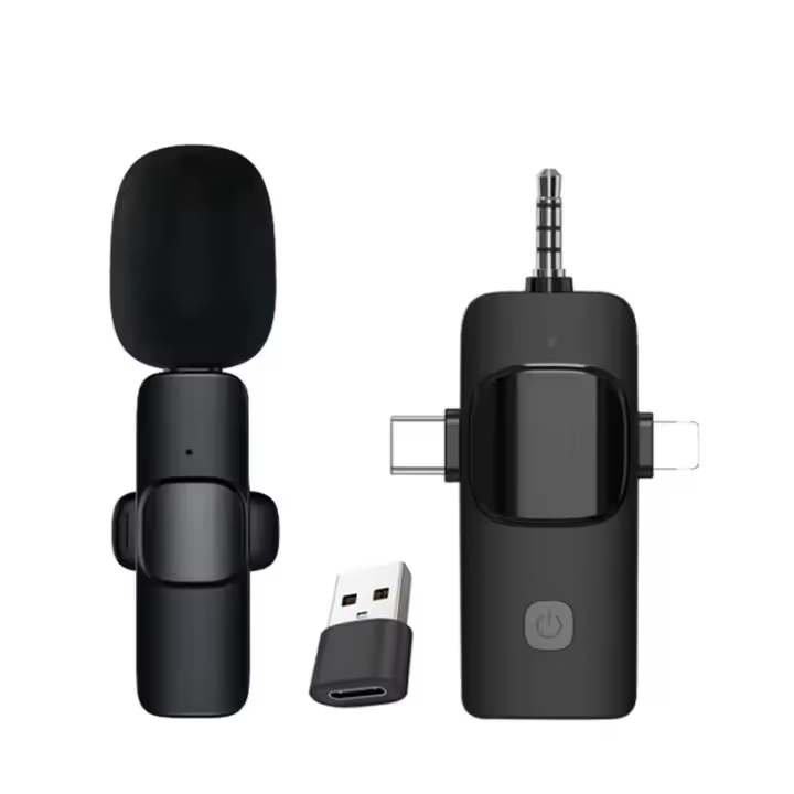 Micrófono Lavalier Inalámbrico 4 En 1 Para iPhone Y Android Con Entrada De 3.5mm Reducción De Ruido Profesional Para Radio Grabación En Vivo Y Conferencias - 1