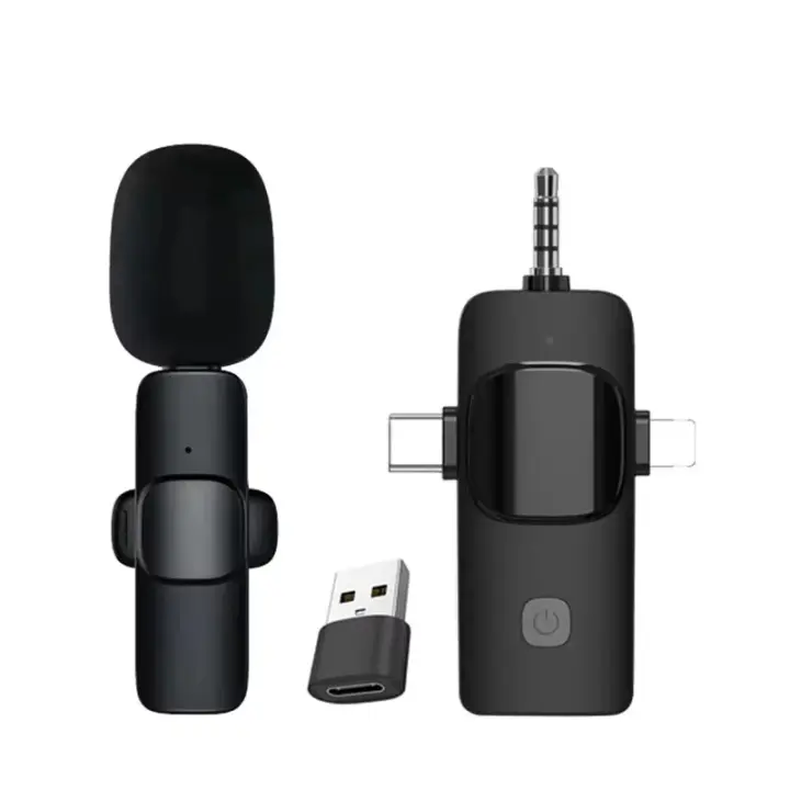 Micrófono Lavalier Inalámbrico 4 En 1 Para iPhone Y Android Con Entrada De 3.5mm Reducción De Ruido Profesional Para Radio Grabación En Vivo Y Conferencias - 1