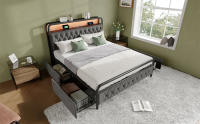 Somier Metálico Cama 180x200 Somier Y 4 cajones, terciopelo (sin colchón) - details 4