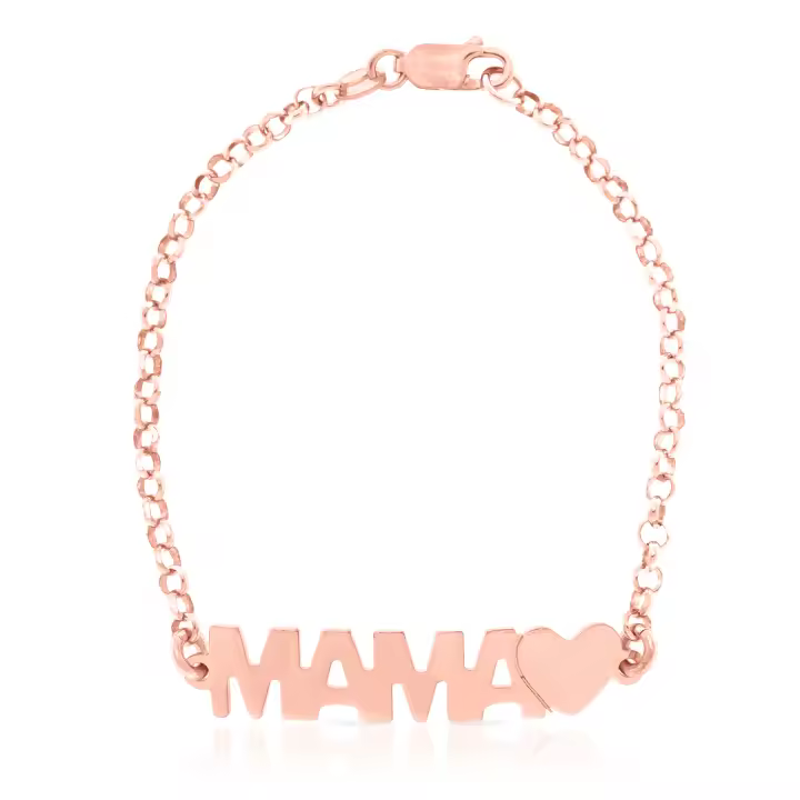 FIRENZE SILVER Pulsera de Plata de Ley 925 con inserción de colgante MAMA+CORAZON17 Cm. - 1