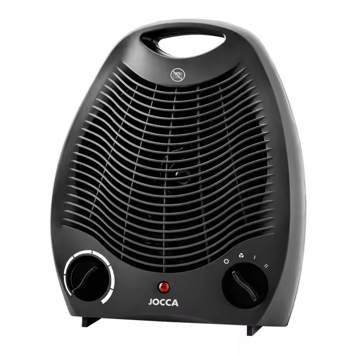 Calefactor Jocca eléctrico, portátil, de tamaño compacto, con 2 velocidades de función calor, función ventilador, regulador de la temperatura ambiente y 2000W de potencia - 1