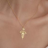 Collar Lemegeton Lotus Flower Yoga Simbolo Unalome Buddhism Charms Amuleto Joyería Inoxidable Para Mujer Regalo De Moda - details 4