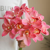 6Pcs/Lot Flores Artificiales De Seda Orchid Magnolia Cymbidium Para Decoración De Casa Fiesta De Primavera Y Bodas - details 5
