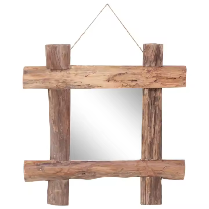 vidaXL Espejo de troncos de madera reciclada de teca natural 50x50 cm - 1