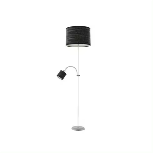 Lámpara de Pie Armonía Plata-Madera Negra con Lector 155x40x40 Cm - FABRILAMP - 1