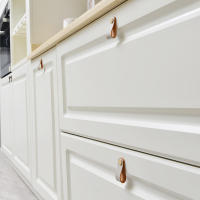 Pomo De Cuero Artificial Y Metal Para Muebles De Niños Estilo Nórdico Pull De Cobre Para Armario De Cocina Y Gabinete Herramienta De Muebles - details 9