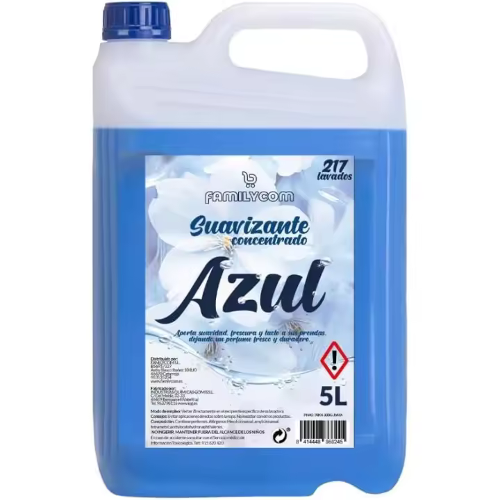 FAMILYCOM. Suavizante Ropa Limpia - Suavizante Concentrado para la Ropa - Frescor intenso y duradero - 217 lavados - 5 litros - 1