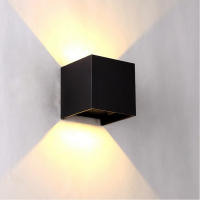 luces LED de pared, lámparas de pared para interior y exterior, ángulo de haz ajustable, luz cálida de 6 W, color negro - details 0