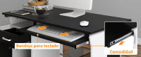 Mesa de Ordenador 100x52x75cm Escritorio de Oficina Mesa de PC Mesa con Armario y Teclado para Hogar Escuela y Oficina Mobiliario Negro y Plata - details 2