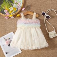 Vestido De Princesa Para Bebé Niña Verano Colores Variados Malla Patchwork Sin Mangas Medio Tamaño Para Fiesta Cumpleaños Y Actuaciones - details 1