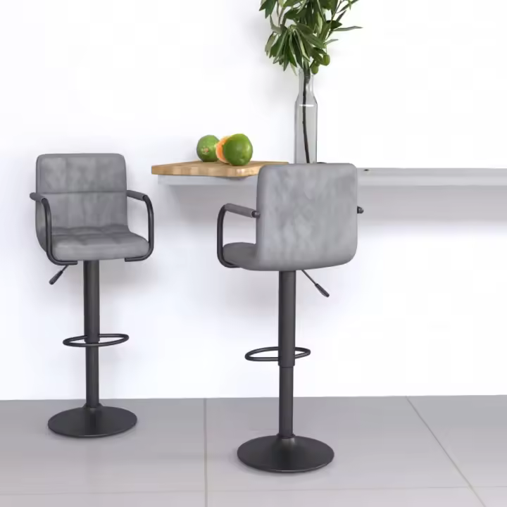 vidaXL Taburetes de cocina 2 unidades terciopelo gris claro - 1