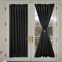 Cortinas De Puerta Negras Aislantes Térmicas Para Cocina Con Encaje Moderno Estilo Cortinas De Ventana Panel Rod Pocket - details 17