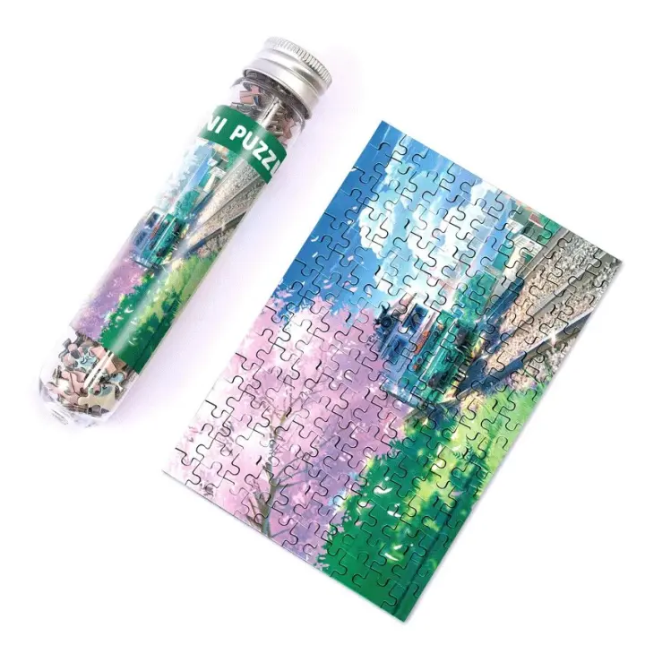Rompecabezas De Tubo De Prueba 150pcs Juego Educativo Familiar De De Decompresión Romántico Pueblo Sakura Con Estilo De Rompecabezas De Papel Para Todas Las Edades - 1
