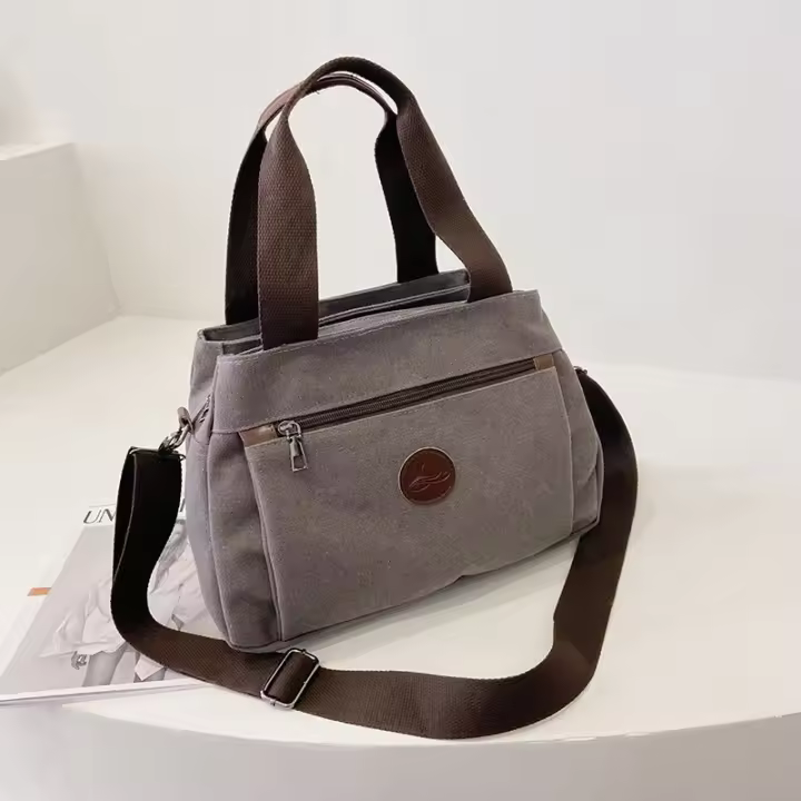 Bolso de mano informal de lona para mujer, bandolera de hombro de gran capacidad, de diseñador, para compras - 1