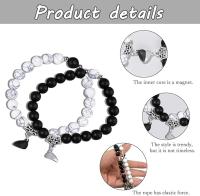 2 pulseras magnéticas para parejas, pulsera de atracción mutua a juego, pulsera de relación ajustable, pulsera de cuentas de piedra natural, regalos para parejas - details 1
