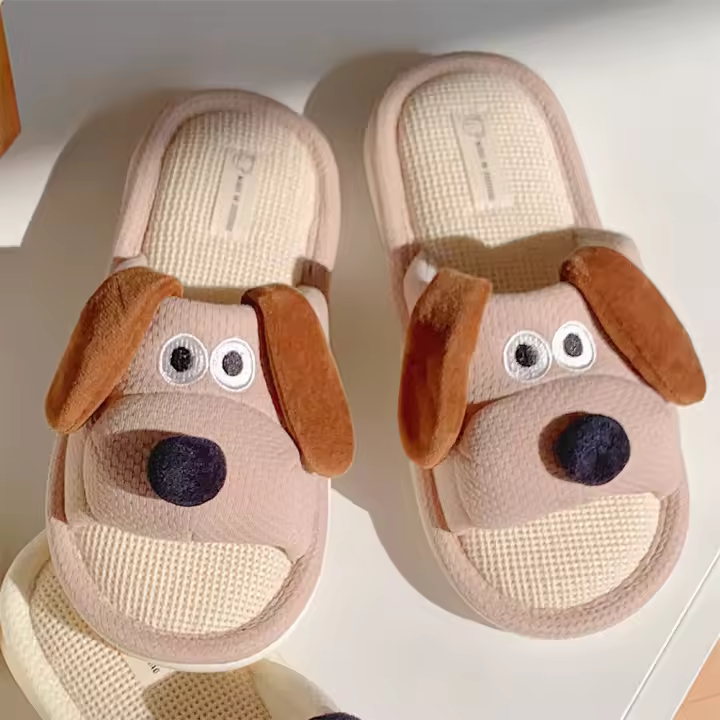 Zapatillas De Casa Para Mujer Estilo Casual Con Diseño De Perro Lindo Y Cómodo Suela Suave Antideslizante Para Interno - 1