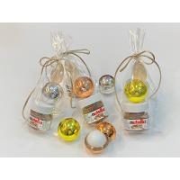 Regalos para invitadas de Boda Comuniones bautizos aniversarios cumpleaños 10/15 UNIDADES bálsamo de labios con aroma a vainilla y tarrito de Nutella con cuchara presentado en bolsa de regalo con cordon en color champan - details 5