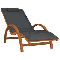 vidaXL Tumbona con cojín textilene y madera maciza de álamo Blanco, Gris, Sillas de Exterior Ideal para jardín, playa, piscina, terraza Tumbona Piscina Tumbonas Playa Tumbonas Jardín Exterior - details 0