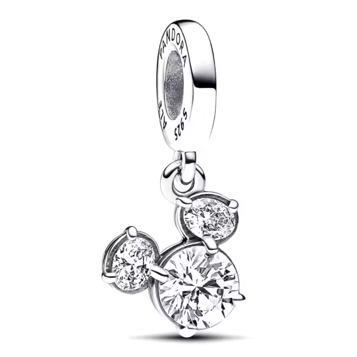 Pandora Charm de Colgante en Plata de Ley Silueta Cabeza Brillante de Mickey Mouse 793031C01，Incluye Caja Original - 1