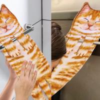 Divertidos Gatos Toalla de Mano-Decoración Gato Toalla Colgantes para Baño Trapos de Cocina-Animal Absorbente suave Toallas-regalos Graciosos Para Originales Mujer Amantes de Los Gatos-Sonrisa Naranja - details 2