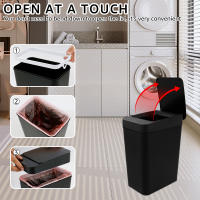Bandeja De Basura Inteligente 12L Toque Inalámbrico Sensor De Movimiento Infrarrojo Blanco/ Negro Recipiente De Basura Rectangular Para Cocina Y Baño Material PP - details 1