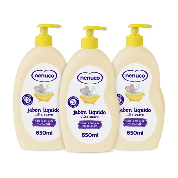 Pack x3 Jabón Líquido, con Aloe Vera, Cuerpo y Cabello, 3x650 ml - Nenuco