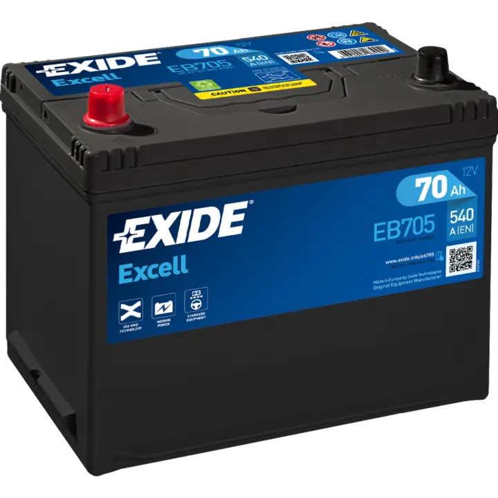 Batería de coche Exide EB705 Excell. 12V - 70Ah/540A (EN) Caja D26 - 1
