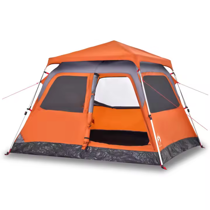 vidaXL Tienda de campaña iglú 4 personas apertura rápida gris/naranja - 1