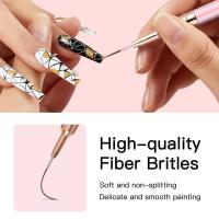 5pcs Líneas Profesionales De Uñas Con Pincel De Dibujo Y Pintura Detallada Herramienta De Barrido Rosa Mango Metálico Para Arte De Uñas - details 6