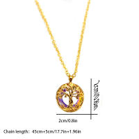 Collar De Árbol De La Vida Personalizado Con Colgante De Cristal Moda Bohemia Para Mujeres Adorno Circular De Zinc Aleación - details 0