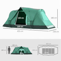 Tienda de campaña para 5-6 personas Tienda de campaña de túnel con clavos, tienda de cúpula, poliéster, Green Militar + Negro, 4,55x2,3x1,8 m - details 6