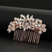 Peine De Boda Con Floral De Strass Y Rosas Simples Accesorio Para El Cabello De Aleación De Aluminio Peine Inserto Para Vestido De Novia - details 4