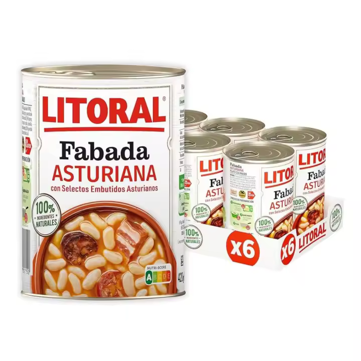 Litoral Fabada Asturiana - Plato Preparado Sin Gluten - Pack de 6x840 g - 1