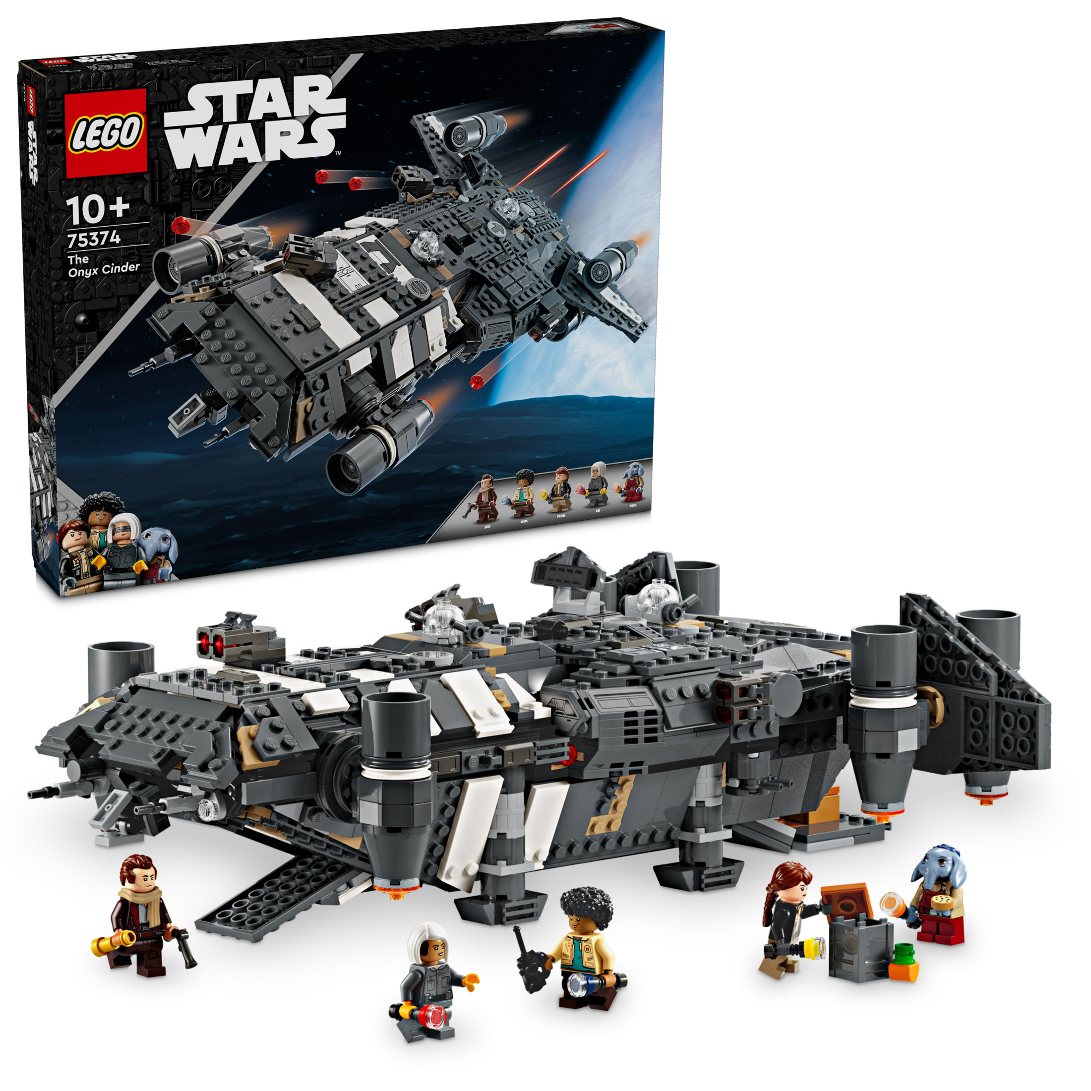 LEGO 75374 Star Wars: Skeleton Crew - The Onyx Cinder, Set de Construcción de Nave Estelar de Colección con 5 Minifiguras de Personajes, Incluye Detalles Auténticos y Accesorios de la Nave, Regalo Ideal para Niños, Niñas y Fans de 10 Años o Más